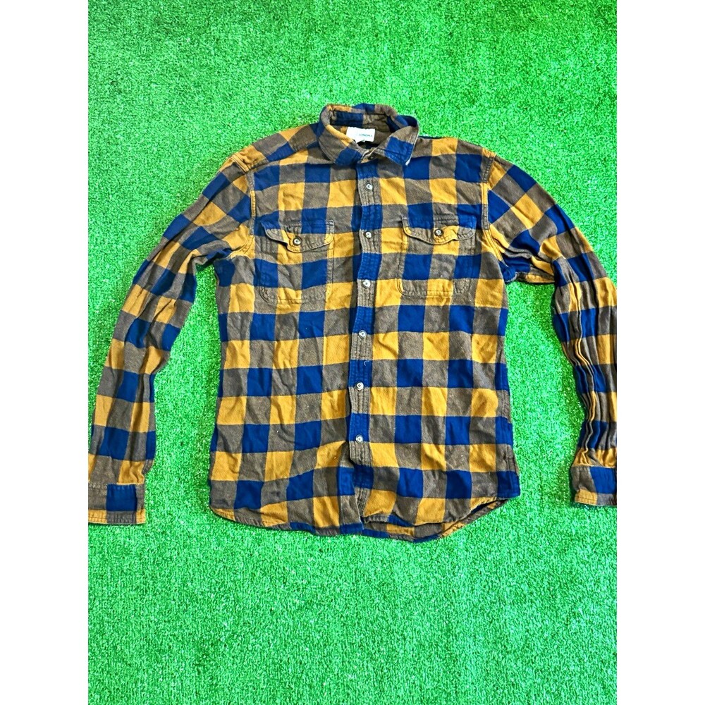Sonoma Goods For Life Men's Plaid Button-Up Shirt Blue/Brown Pockets LS S